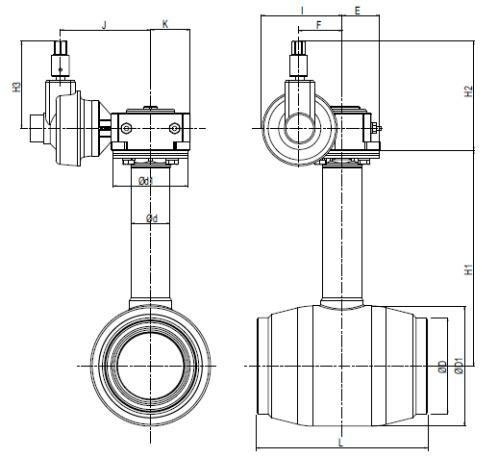 Шаровый кран Naval для подземной установки - с удлиненным штоком с редуктором DN200-300