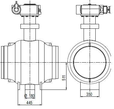 Шаровой кран Naval для подземной установки - с удлиненным штоком с редуктором DN600